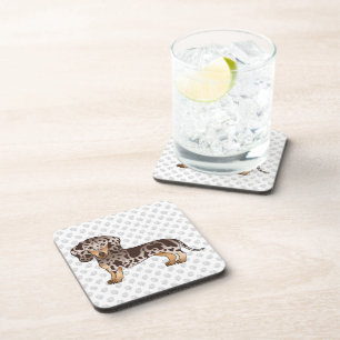 Dessous-de-verre Dachshund à poil court chocolat et panaché & patte