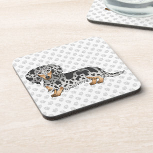 Dessous-de-verre Dachshund à poil long noir et tan panaché & pattes