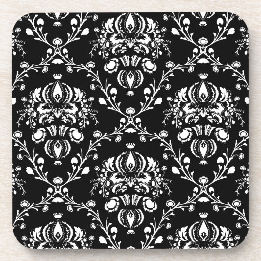 Dessous-de-verre Damas noir et blanc (Devant)