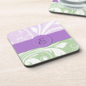 Dessous-de-verre Damas pourpres, Damas vert, Monogramme (Côté gauche)