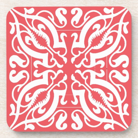 Dessous-de-verre Damas sur rose (Devant)