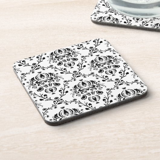 Dessous-de-verre Damask blanc et noir (Côté gauche)