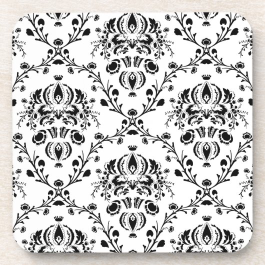 Dessous-de-verre Damask blanc et noir (Devant)