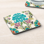 Dessous-de-verre Damask Floral Patterns Plum Turquoise (Côté gauche)