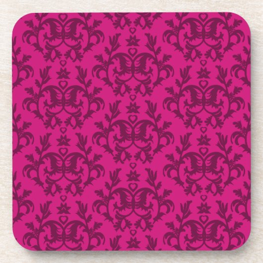 Dessous-de-verre Damask rose foncé "Kangaroo Paws" ensemble de 6 de (Devant)