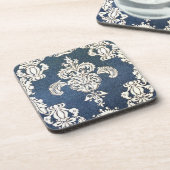 Dessous-de-verre damassé bleu (Côté gauche)