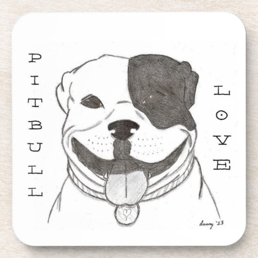 Dessous de verre d'amour Pitbull - Ensemble de 6 (Devant)