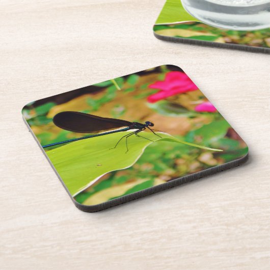 Dessous-de-verre Damselfly et Rose (Côté gauche)