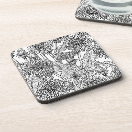 Dessous-de-verre Dandelions, noir et blanc (Côté gauche)