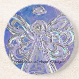 Dessous de verre d'angle violet avec message Custo