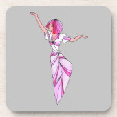 Dessous-de-verre Danseur rose funky fille avec cheveux roses (Devant)