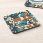 Dessous-de-verre Dark Blue, Teal, Brown, and Tan Geometric Pattern (Côté gauche)