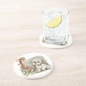 Dessous de verre d'art de chien vintage (Côté)