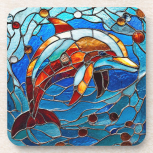 Dessous-de-verre Dauphin en verre coloré