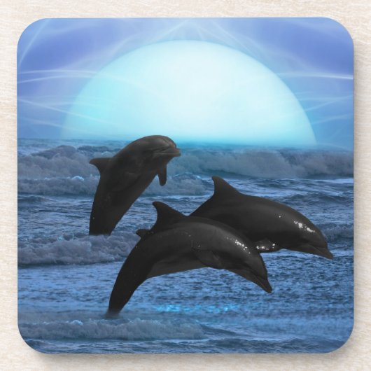 Dessous-de-verre Dauphins au clair de lune (Devant)