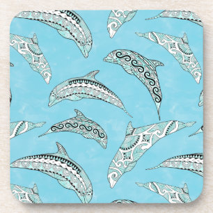 Dessous-de-verre Dauphins tribaux Hawaïens clairs