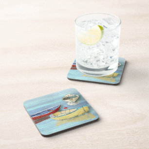 Dessous de verre de bateaux de matin d'été au