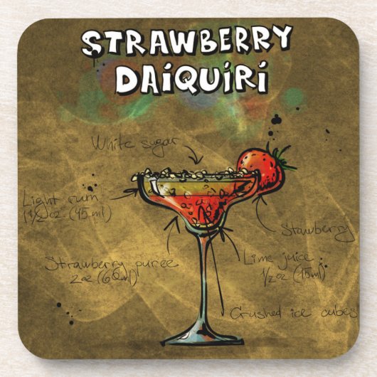 Dessous de verre de boisson à base de fraise Daqui (Devant)