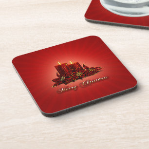 Dessous de verre de bougie rouge Joyeux Noël