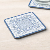 Dessous de verre de Carré de frontière Floral bleu (Côté gauche)