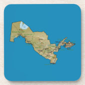 Dessous de verre de carte de l'Ouzbékistan (Devant)