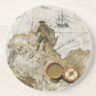 Dessous de verre de carte de pirate