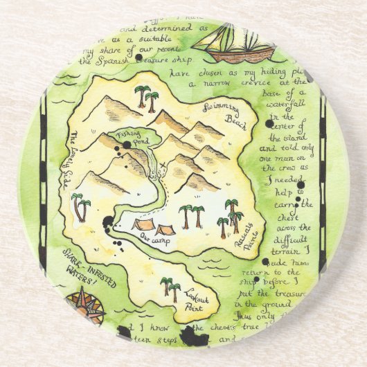 Dessous de verre de carte de trésor de l'île des (Devant)