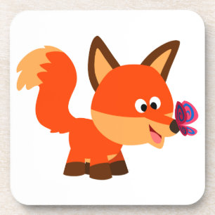 Dessous de verre De Cartoon Fox Et Papillon Set