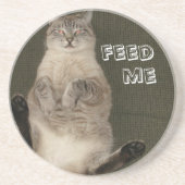 Dessous de verre de chat "FEED ME" (Devant)