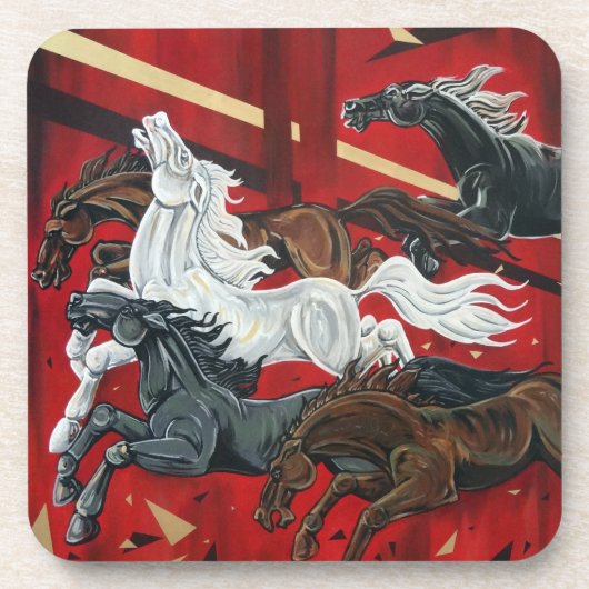 Dessous de verre de chevaux série de 6 (Devant)