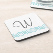 Dessous de verre de Chevron d'Aqua de monogramme (Côté gauche)