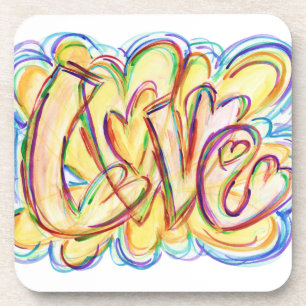 Dessous de verre de coeur d'amour du mot inspirati