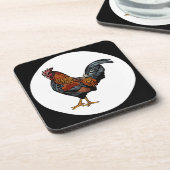 Dessous de verre de coq avec dos de liège - ensemb (Côté gauche)