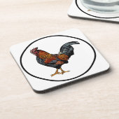 Dessous de verre de coq avec dos de liège - ensemb (Côté gauche)