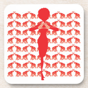 Dessous de verre de Cork à éléphants rouges