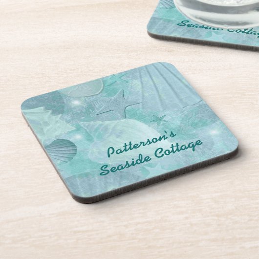 Dessous de verre de coutume de Shell de mer d'Aqua (Côté gauche)