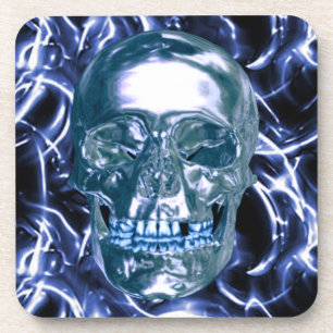 Dessous de verre de crâne Électrique bleu Chrome
