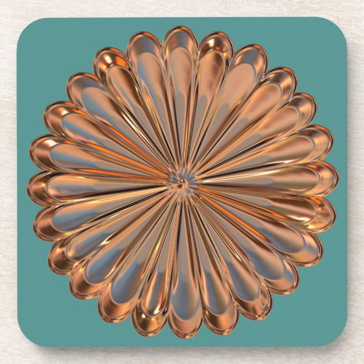 Dessous de verre de cuivre de médaillon de fleur (Devant)