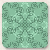 Dessous de verre de défilement vert orné (ensemble (Devant)