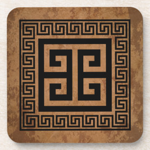Dessous de verre de design noir Motif grec