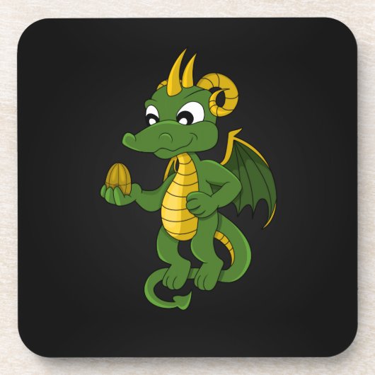 Dessous de verre de dessins animés de dragon vert (Devant)