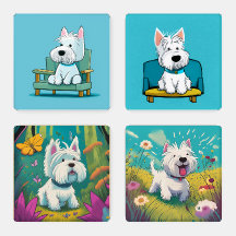 Dessous de verre de dessins animés Westie