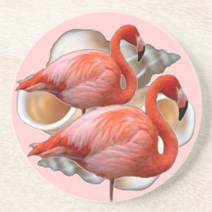Dessous de verre de Flamant rose de coquillage