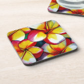 Dessous de verre de fleurs Frangipani roses (Côté gauche)