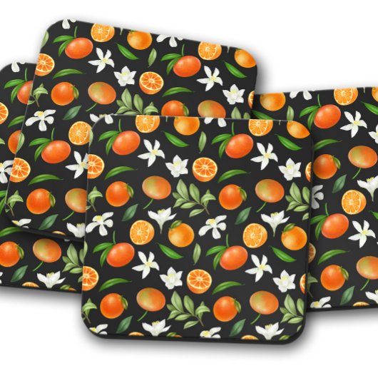 Dessous de verre de fruits mandarin | Ensemble de