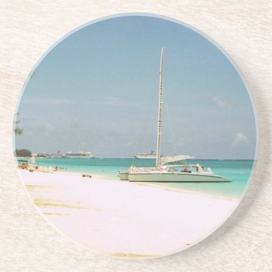 Dessous de verre de grès avec scène de l'île Cayma (Devant)