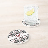 Dessous de verre de grès blanc et rouge plaqué noi (Côté)