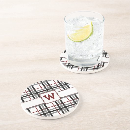 Dessous de verre de grès blanc et rouge plaqué noi (Côté)