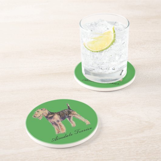 Dessous de verre de grès d'Airedale Terrier (Côté)