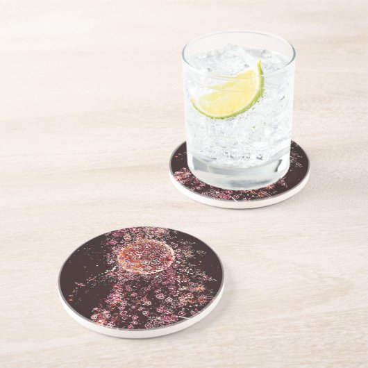 Dessous de verre de grès de la lune de fleurs (Côté)